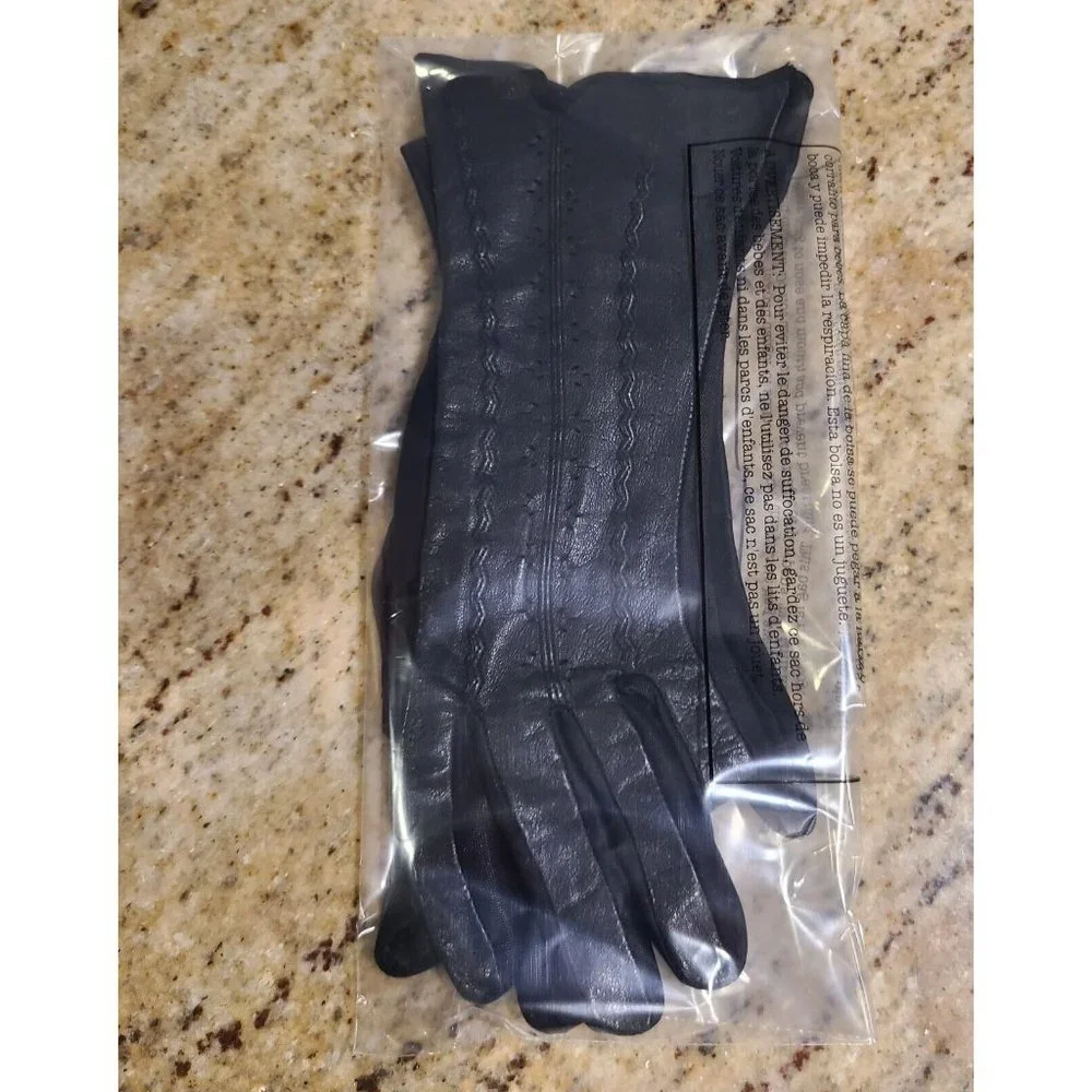 Vintage Size XS 6 Lady Gay Black Leather Stretch Formal 9.5